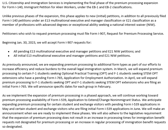 USCIS Announces Final Phase Of Premium Processing Expansion For EB-1 ...